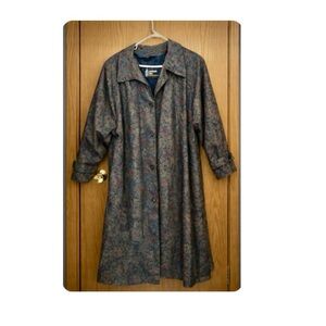 Vintage Floral Trench Coat | London Fog | Muted Rose Gray | Size 10P